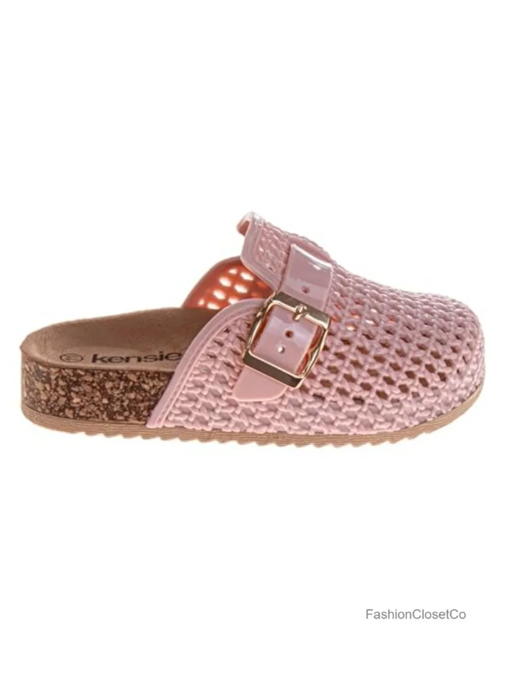 Girls Woven Clog Sandals Closed Toe Slip-On Buckle Strap Summer Mules